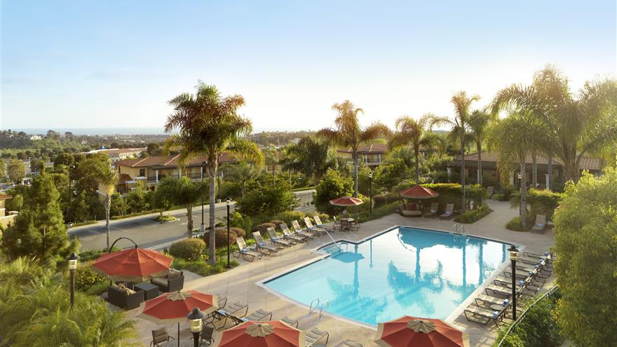Pool at Hilton Grand Vacations at MarBrisa located in Carlsbad, California.