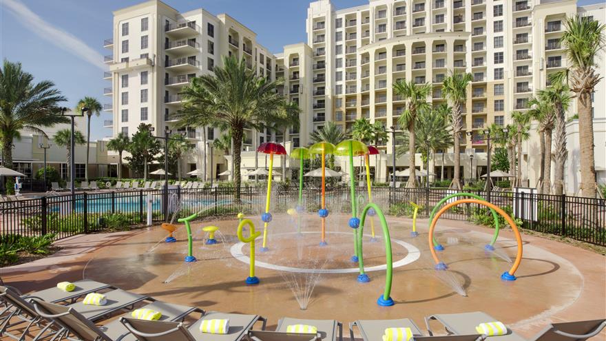 Kids splash pad at  Las Palmeras, a Hilton Grand Vacations Club