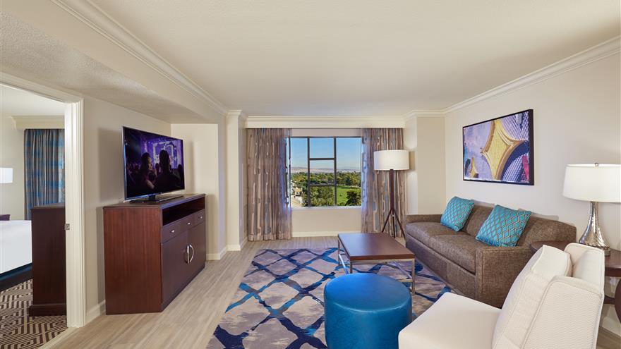 Living room at Paradise, a Hilton Grand Vacations Club located at Las Vegas, Nevada.