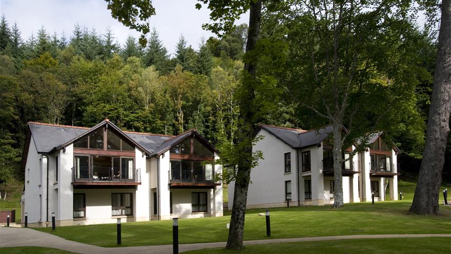 Exterior view of Dunkeld House Lodges, a Hilton Grand Vacations Club located in Scotland, U.K.