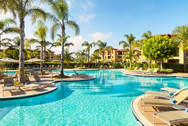 Tropical pool side resort setting