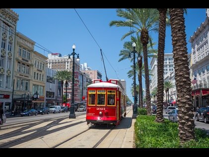 A public transit cable car 