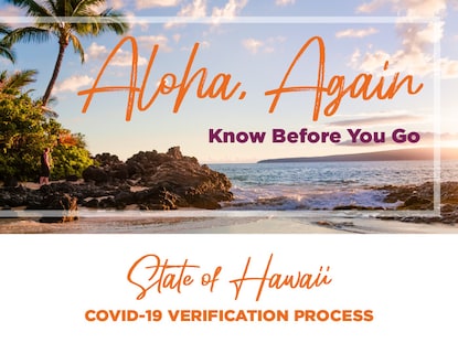 Hawaiian beach with the text "aloha, again, know before you go." Click for free printable.