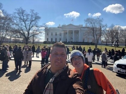 Father and son taking a selfie on vacation in Washington, D.C.