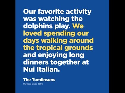 Picture quote from Hilton Grand Vacations Owner on things to do at Ocean Tower by Hilton Grand Vacations Big Island resort. 