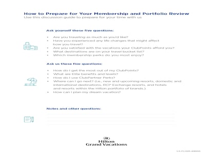 Hilton Grand Vacations Membership Portfolio Review discussion questions printable. 