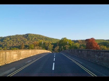 Open road in Dunkeld, Scotland. 