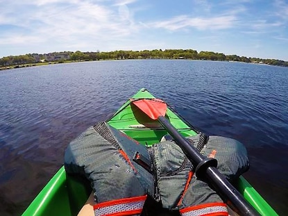 Point of view shot of Hilton Grand Vacations Explorer Kayaking in Orlando, Florida. 