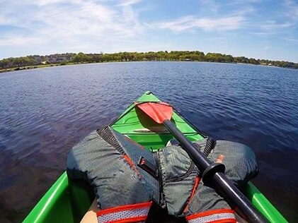 Point of view shot of Hilton Grand Vacations Explorer Kayaking in Orlando, Florida. 