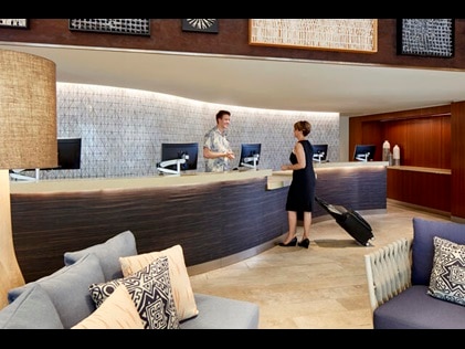 Hilton Grand Vacations Owner at lobby front desk. 