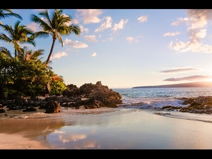 Picturesque  shoreline at sunset Maui, Hawaii. 