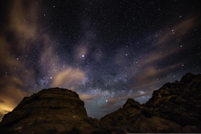 Star filled night-sky over Red Rock Canyon, Las Vegas, Nevada. 