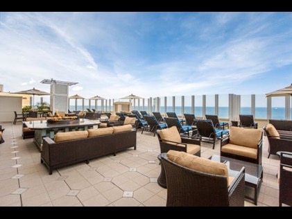 10th floor of Oceanaire Resort with stylish furniture and design overlooking Virginia Beach, Virginia.