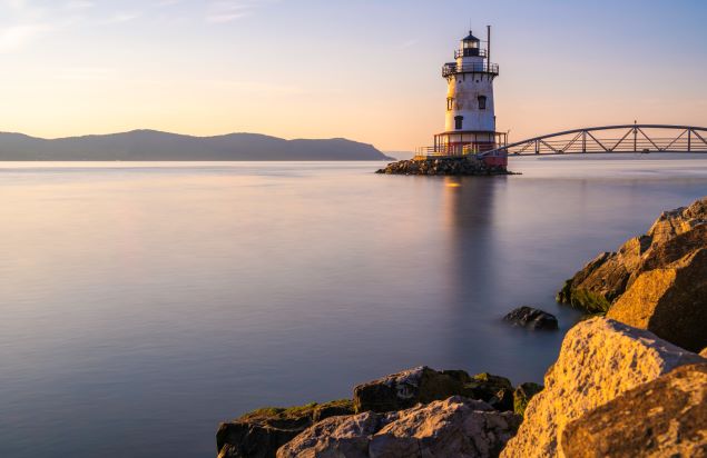 Gorgeous panorama of the Sleepy Hallow Lighthouse at day break, New York. 