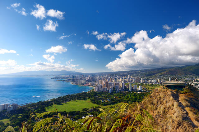 Aerial view of Honolulu, Oahu, Hawaii.