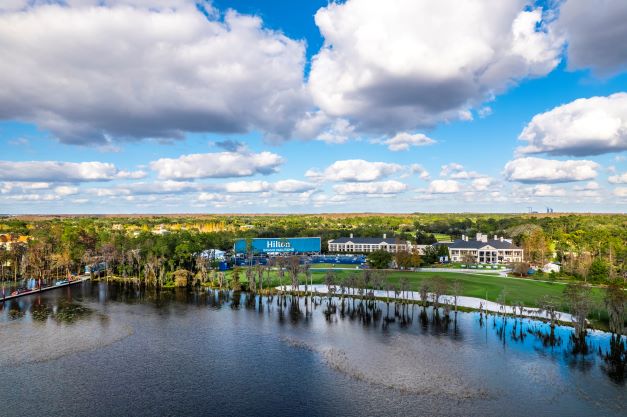 Aerial image of Lake Nona Golf & Country Club, the Hilton Grand Vacations Tournament of Champions, Orlando, Florida. 