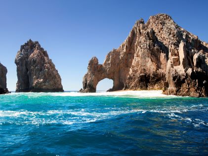The arch-shaped rock formation at Land's End in Cabo San Lucas, Mexico