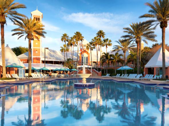 The pool at SeaWorld Orlando, a Hilton Grand Vacations Club