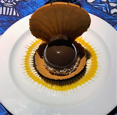 Artistically presented Hawaiian dessert.