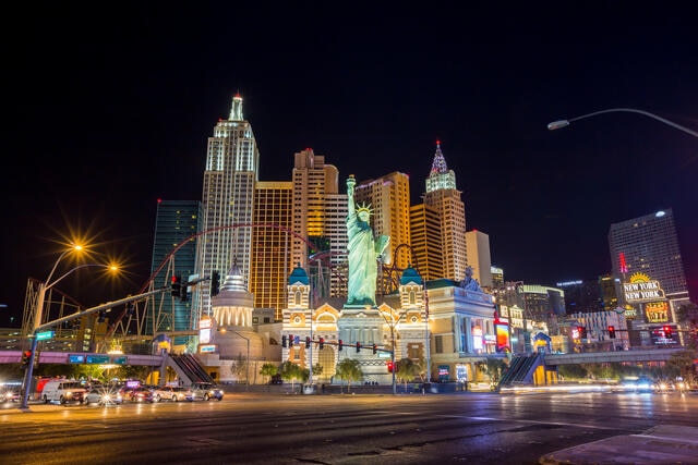 Beautiful image of the Las Vegas Strip lighting up the night sky, Las Vegas, Nevada. 