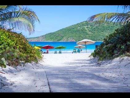 Picturesque beach scene, white sands and turquoise waters, Culebra, Puerto Rico.