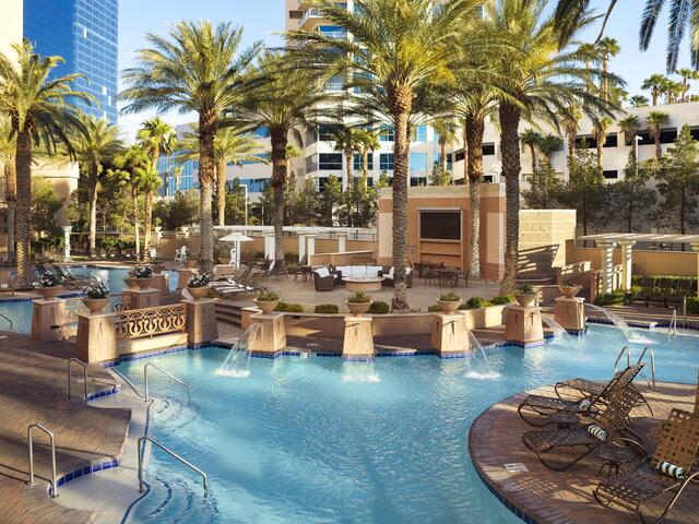 Beautiful poolside shot, The Boulevard, a Hilton Grand Vacations Club, Las Vegas, Nevada.