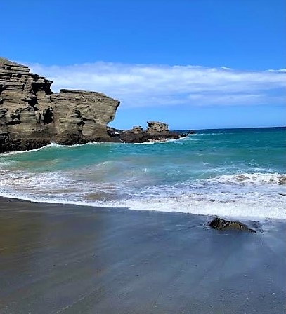 Beautiful black sand beach, Big Island, Hawaii. 