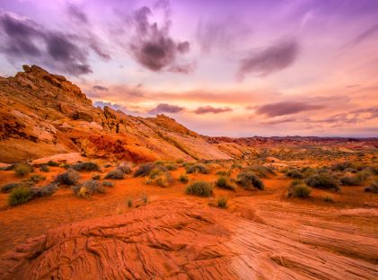 Sunset at Red Rock Canyon National Conservation Area, a park near Las Vegas, Nevada