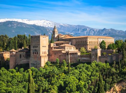 View of the Alhambra Fortress, in Alhambra, Granada, Spain
