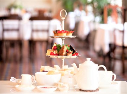 Traditional British afternoon tea, similar to the type of tea people in the Regency-era would take