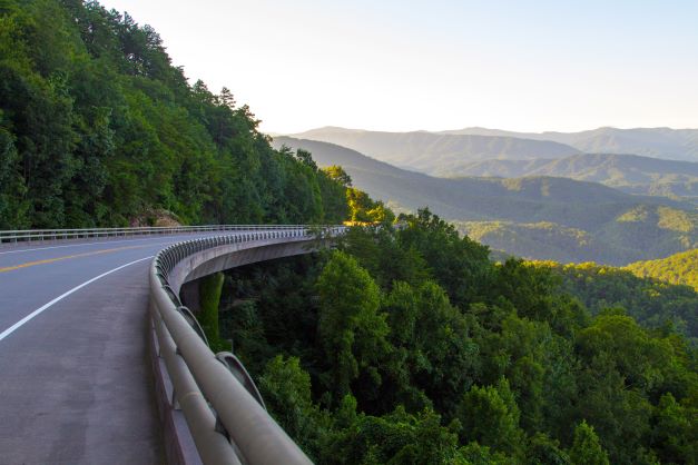 Image, beautiful winding road on mountain's edge, Great Smoky Mountains. 