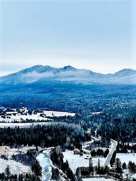 Gorgeous image of snow covered mountains, Lake Placid, New York.