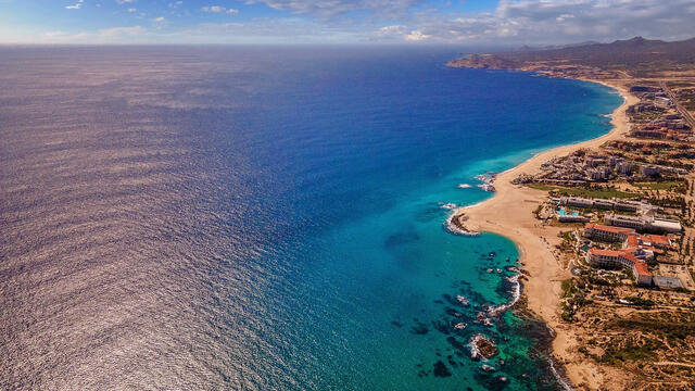 Gorgeous aerial image, shoreline, Los Cabos, Mexico. 