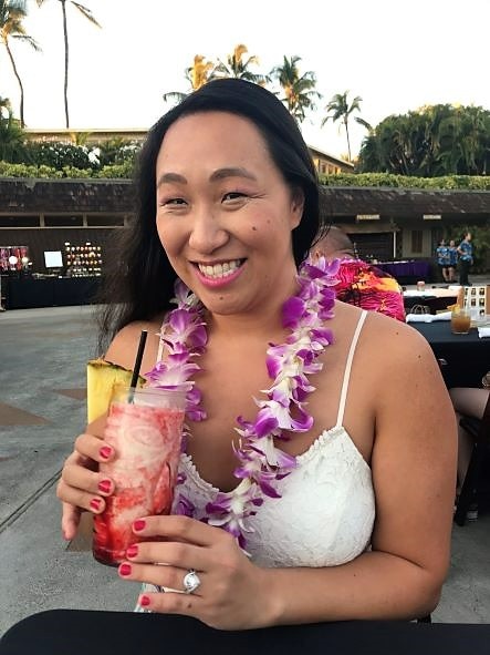 Hilton Grand Vacations Owner posing, luau, Hawaii. 