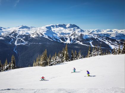 A group of snowboarders at Whistler Blackcomb, Canada