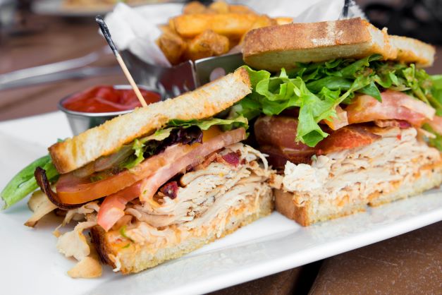 Diner-style club sandwich. 