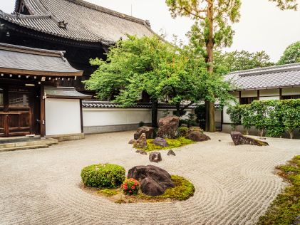 Traditional Japanese temple and garden in Kyoto, Japan