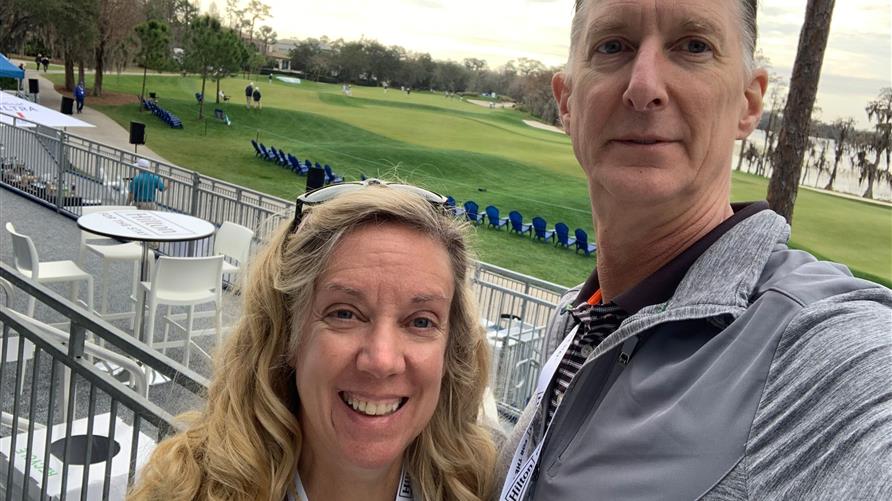 Hilton Grand Vacations Owner Laurie and her partner at the 2023 Hilton Grand Vacations Tournament of Champions