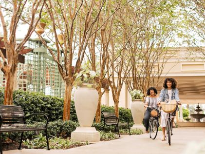 Two women on bikes in Orlando, Florida