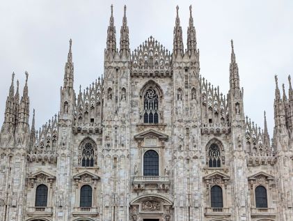 Exterior of the cathedral Duomo di Milan in Italy