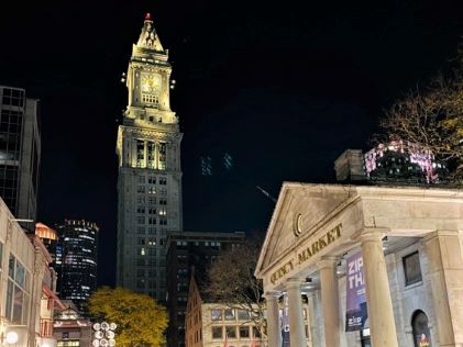 Faneuil Hall and Quincy Market in Boston at night