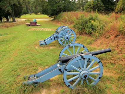 Revolutionary War-era cannons at Yorktown Battlefield in Virginia