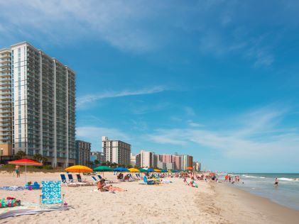 The beach by Ocean 22, a Hilton Grand Vacations in Myrtle Beach, South Carolina