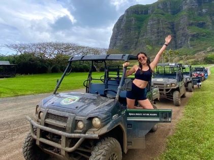 A Hilton Grand Vacations Member on a UTV excursion in Oahu