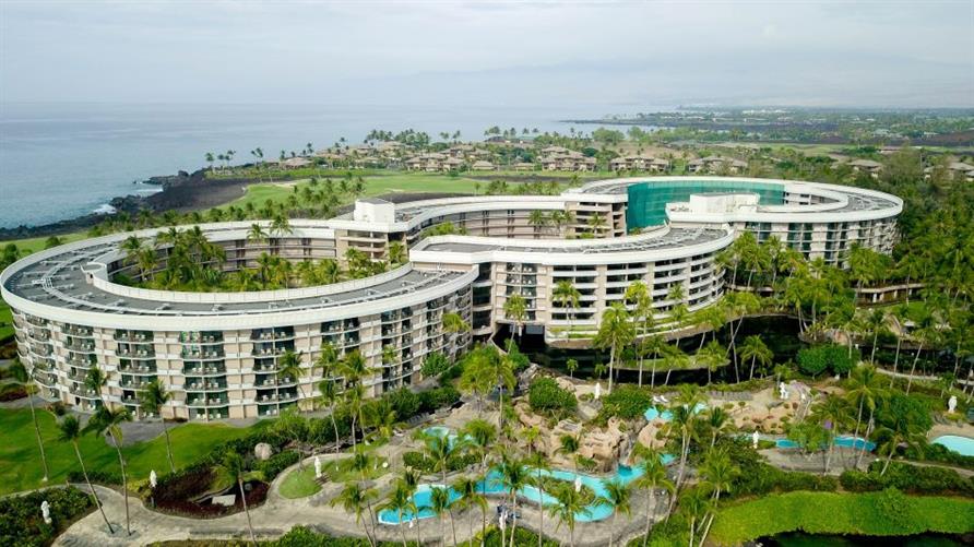 Aerial view of Ocean Tower, a Hilton Grand Vacations Club on Big Island, Hawaii