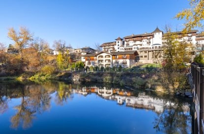 Bavarian-style architecture, the Cascade Mountains in the distance, Leavenworth, Washington 