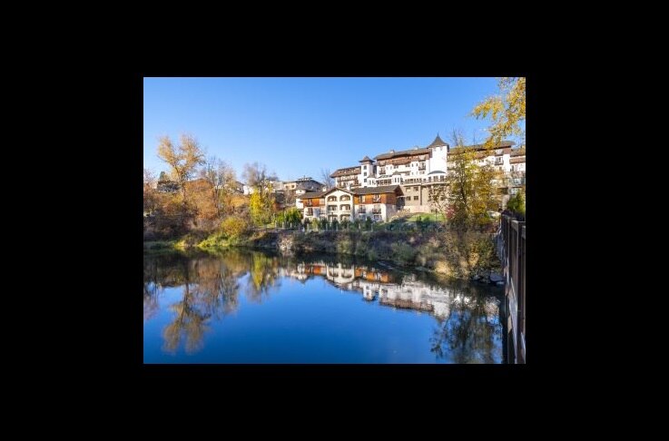 Bavarian-style architecture, the Cascade Mountains in the distance, Leavenworth, Washington 