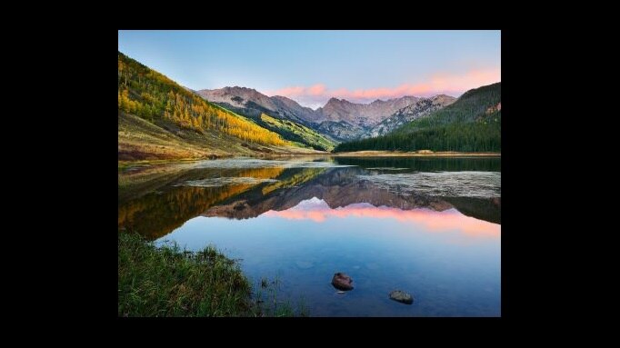 Gorgeous aerial view of Rocky Mountains and Alpine architecture, Vail, Colorado. 