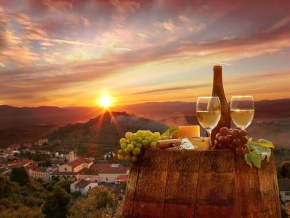A barrel with wine in Tuscany, Italy