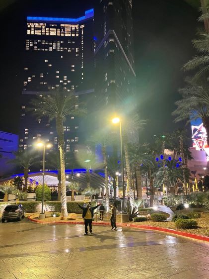 A Hilton Grand Vacations Member celebrating New Year's Eve in Las Vegas